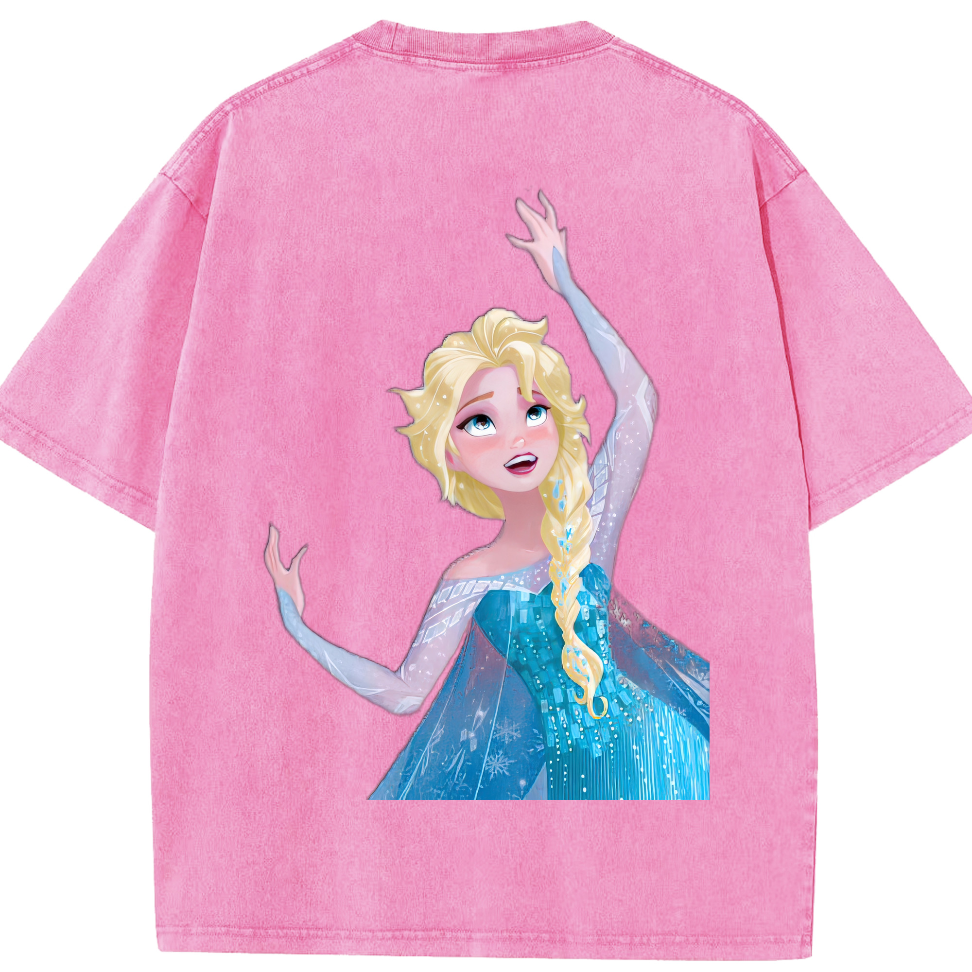 （画像用） アナと雪の女王 アンナ エルサ Frozen Anna Elsa 綿100% ヴィンテージ風 半袖Tシャツ（背面プリント）